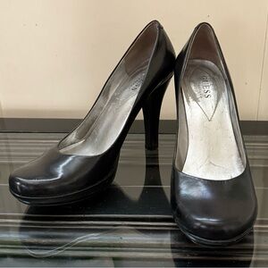 Guess black leather heels
